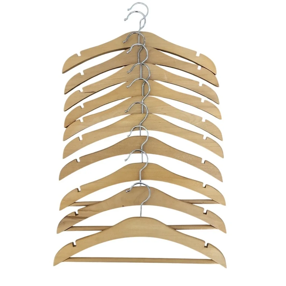 Hangers For Children's Clothing Wooden Set of 10 (7+3 with horizontal bar)